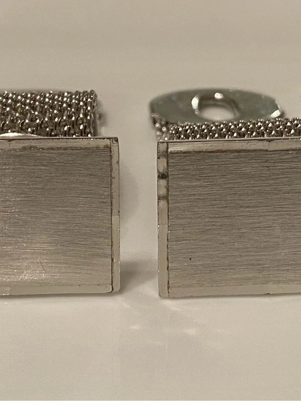 Brushed Metal Square Cufflinks for Men - Silver Finish